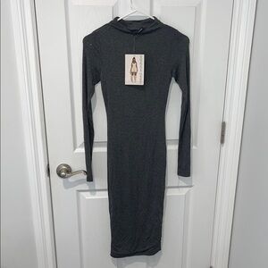 Naked Wardrobe Charcoal Long Sleeve Dress XS